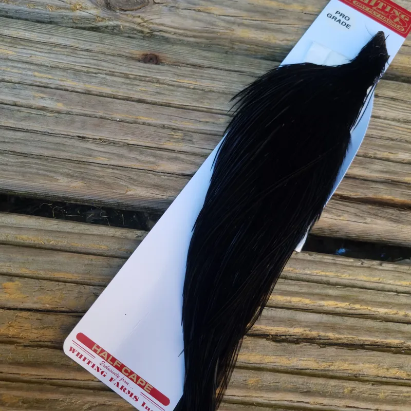 Whiting 1/2 Pro-Grade Dry Fly Rooster Cape in Black-2